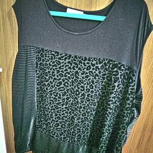 Calvin Klein Black Leopard Pattern Blouse